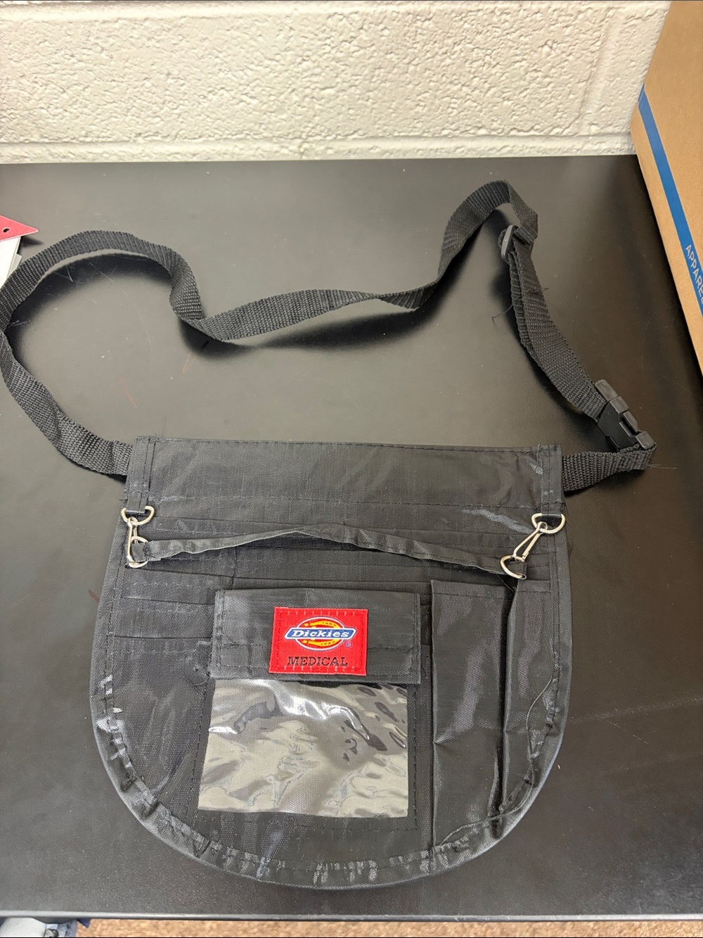 Dickies Black Utility Medical Waist Pouch with Red Logo